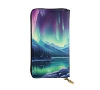 YYHWHJDE Northern Lights Painting Picture Portefeuille en cuir de qualité conçu pour les filles et les femmes tendance 19 x 10,5 cm, Noir , Taille unique