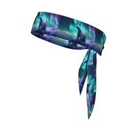 YYHWHJDE Northern Lights Polar Bear Foulard de sport absorbant la transpiration et respirant, bandeau de mouvement, foulard double face