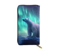 YYHWHJDE Northern Lights Portefeuille long en cuir avec motif ours polaire Conçu pour les filles et les femmes tendance, élégant et personnalisé 19 x 10,5 cm, noir, taille unique, Noir , Taille unique