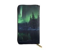 YYHWHJDE Northern Lights Portefeuille long en cuir de qualité pour filles et femmes 19 x 10,5 cm, Noir , Taille unique