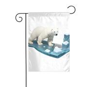 YYHWHJDE Ours polaire sur glace, mât de drapeau de jardin, décoration de cour extérieure double face, 30,5 x 45,7 cm