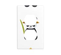 YYHWHJDE Panda portant un chapeau en bambou imprimé double prise murale plaque de couverture de prise électrique décoration durable 11,4 x 7 cm