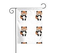 YYHWHJDE Panda rouge tenant une assiette - Mât de drapeau de jardin - Décoration de cour extérieure - Tendance - 30,5 x 45,7 cm