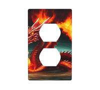 YYHWHJDE Panneau mural à double prise électrique avec image du Roi dragon dans le feu - Résistante aux chocs et durable - 11,4 x 7 cm