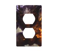 YYHWHJDE Panneau mural à double prise électrique avec imprimé loup-garou avec flamme, décoration durable, 11,4 x 7 cm