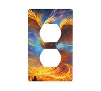 YYHWHJDE Panneau mural à double prise électrique imprimé phoenix jaune - Décoration durable - 11,4 x 7 cm