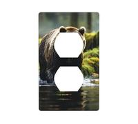 YYHWHJDE Panneau mural à double prise murale avec motif ours marron - Résistante aux chocs et durable - 11,4 x 7 cm