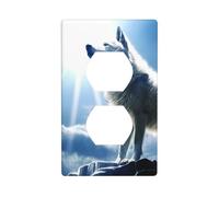 YYHWHJDE Panneau mural à double prise murale Motif loup des neiges au sommet Décoration durable 11,4 x 7 cm