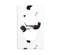YYHWHJDE Panneau mural à double prise murale motif panda portant un chapeau d'anniversaire - Décoration durable - 11,4 x 7 cm