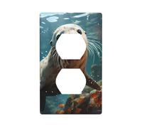 YYHWHJDE Panneau mural décoratif à double prise avec motif phoque - Durable et adapté aux accessoires d'interrupteur - 11,4 x 7 cm