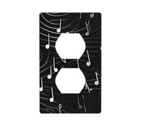 YYHWHJDE Panneau mural décoratif à double prise avec notes de musique noires - Durable et adapté aux accessoires d'interrupteur - 11,4 x 7 cm