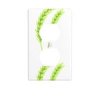 YYHWHJDE Panneau mural décoratif à double prise avec oreilles de blé vert oscillant - Durable et adapté aux accessoires d'interrupteur - 11,4 x 7 cm