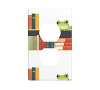 YYHWHJDE Panneau mural décoratif à double prise « Little Frog on The Bookshelf » - Durable et adapté aux accessoires d'interrupteur - 11,4 x 7 cm