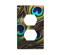 YYHWHJDE Panneau mural décoratif à double prise Motif plumes de paon pour zones résidentielles et commerciales 11,4 x 7 cm