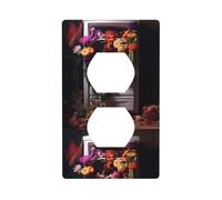 YYHWHJDE Panneau mural décoratif à double prise pour réfrigérateur avec motif de fleurs - Durable et adapté pour les interrupteurs de 11,4 x 7 cm