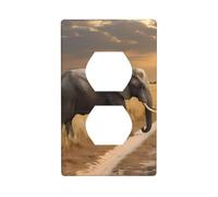 YYHWHJDE Panneau mural double avec impression éléphant sur le bord de la route - Plaque décorative résistante à la chaleur - 11,4 x 7 cm