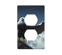 YYHWHJDE Panneau mural double avec motif d'aigle sous les étoiles, plaque de couverture de prise électrique incassable et durable, 11,4 x 7 cm