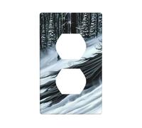 YYHWHJDE Panneau mural double avec motif loup noir - Décoration durable - 11,4 x 7 cm