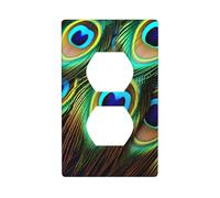 YYHWHJDE Panneau mural double avec motif plumes de paon - Décoration durable - 11,4 x 7 cm