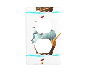 YYHWHJDE Panneau mural double panneau mural motif bateau pirate dans les vagues Décoration durable 11,4 x 7 cm