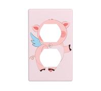 YYHWHJDE Panneau mural double prise électrique en forme de cochon volant de dessin animé, incassable et durable, 11,4 x 7 cm