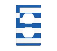 YYHWHJDE Panneau mural imprimé drapeau grec double prise électrique plaque décorative résistant à la chaleur 11,4 x 7 cm