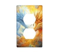 YYHWHJDE Panneau mural pour prise électrique - Motif monstre de glace et feu - Résistant à la chaleur - 11,4 x 7 cm