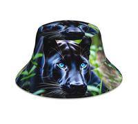 YYHWHJDE Panthère aux yeux bleus - Chapeau bob réfléchissant pour homme et femme - Pliable - Protection solaire réversible, Noir/blanc, taille unique
