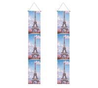 YYHWHJDE Paris Street Bannière de porche pour remise de diplôme avec imprimé floral rose - Robuste, durable, lavable et réutilisable, décoration de remise de diplôme 30,5 x 180,3 cm