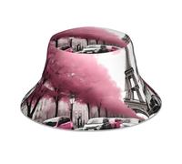 Yyhwhjde Paris Street Tour Eiffel Rose Floral Image Réversible Bob Chapeau Chapeau Unisexe Protection pour Voyage et Activités de Plein Air, noir, taille unique