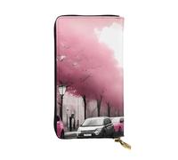 YYHWHJDE Paris Street Tour Eiffel Rose Imprimé Floral Cuir de qualité Longue Pochette Portefeuille Conçu pour les filles et les femmes Tendance Élégant 19 x 10,5 cm, Noir , Taille unique