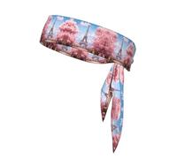 YYHWHJDE Paris Street Tour Eiffel Rose Imprimé Floral Foulard Sport Double Face pour Femme Homme Réglable pour Tous les Circonférences de Tête