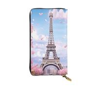 YYHWHJDE Paris Street Tour Eiffel Rose Motif floral Portefeuille en cuir conçu pour les filles et les femmes tendance élégant et personnalisé 19 x 10,5 cm, noir, taille unique, Noir , Taille unique