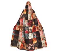 YYHWHJDE Patchwork de fragments floraux image adulte Halloween veste à capuche cape longue cape de fête adaptée pour homme et femme