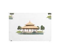 YYHWHJDE Pavilion at The Pond Prints Lot de 6 sets de table lavables résistants à la chaleur pour décoration de table de salle à manger - Épais, robustes et personnalisés