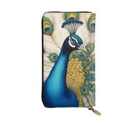 YYHWHJDE PeacockBeautiful Paon en pleine floraison Portefeuille long en cuir imprimé Conçu pour les filles et les femmes tendance, élégant et personnalisé 19 x 10,5 cm, noir, taille unique, Noir ,