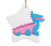 Yyhwhjde Pendentif en forme d'étoile à suspendre en céramique Motif crocodile Bleu et rose 7,9 x 7,9 cm