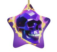 Yyhwhjde Pendentif en forme d'étoile en céramique à suspendre Motif crâne et flamme cubique 7,9 x 7,9 cm