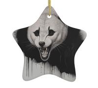 Yyhwhjde Pendentif en forme d'étoile en céramique à suspendre Motif loup hurlant en colère 7,9 x 7,9 cm