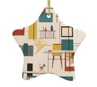 Yyhwhjde Pendentif en forme d'étoile en céramique à suspendre Motif moderne du milieu du siècle 7,9 x 7,9 cm