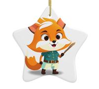 Yyhwhjde Pendentif en forme d'étoile en céramique à suspendre Motif petit renard sur l'aventure 7,9 x 7,9 cm