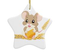 Yyhwhjde Pendentif en forme d'étoile en céramique pour sapin de Noël La souris qui mange du blé imprime décoration centres commerciaux, supermarchés, magasins