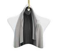 Yyhwhjde Pendentif en forme d'étoile en céramique pour sapin de Noël Le mystère sous le voile imprime décoration centres commerciaux, supermarchés, magasins