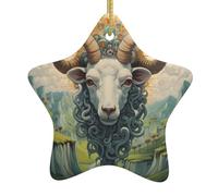 Yyhwhjde Pendentif en forme d'étoile en céramique pour sapin de Noël Motif Leader of the Valley avec trous soigneusement percés Corde en métal