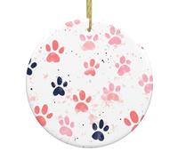 YYHWHJDE Pendentif rond à suspendre en forme de sapin de Noël avec petites empreintes de pas - 7,4 cm - Équipé d'un cordon en fil doré durable