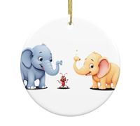 YYHWHJDE Pendentif rond en céramique à suspendre avec inscription « The little ant ant » et l'éléphant - 7,4 cm - Exquis et durable