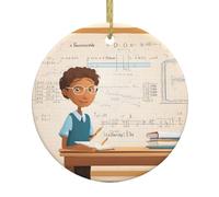 YYHWHJDE Pendentif rond en céramique à suspendre en forme d'arbre de Noël avec leçon de mathématiques - 7,4 cm exquis et durable