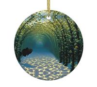 YYHWHJDE Pendentif rond en céramique à suspendre en forme d'arche sous-marine - 7,4 cm - Porcelaine blanche exquise - Suspension facile