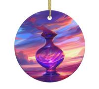 YYHWHJDE Pendentif rond en céramique à suspendre en forme de bouteille magique - 7,4 cm - Équipé d'un cordon en fil doré durable