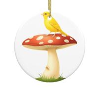 YYHWHJDE Pendentif rond en céramique à suspendre en forme de canari sur un champignon - 7,4 cm exquis et durable